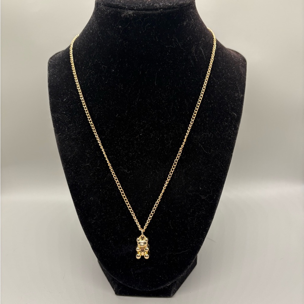 Hand Crafted Gold Bear Pendant Necklace